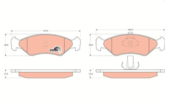 Bromsbeläggssats, skivbroms COTEC GDB1221 TRW, bild 2