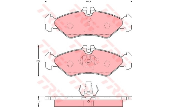 Bromsbeläggssats, skivbroms COTEC GDB1262 TRW