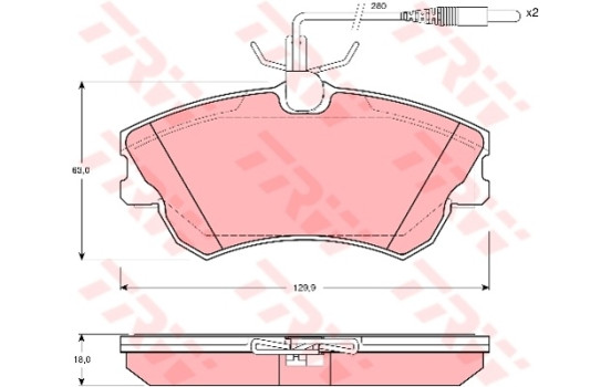 Bromsbeläggssats, skivbroms COTEC GDB1270 TRW