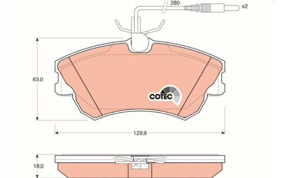 Bromsbeläggssats, skivbroms COTEC GDB1270 TRW, bild 2