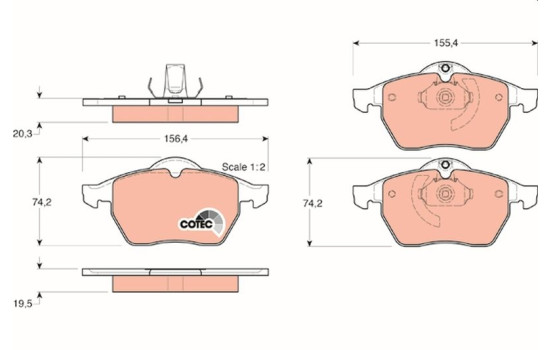 Bromsbeläggssats, skivbroms COTEC GDB1271 TRW, bild 2
