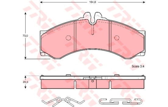 Bromsbeläggssats, skivbroms COTEC GDB1288 TRW