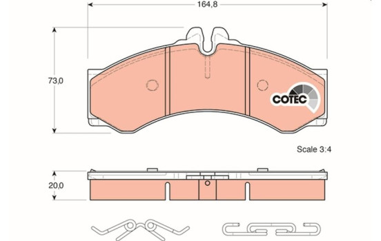 Bromsbeläggssats, skivbroms COTEC GDB1288 TRW, bild 2