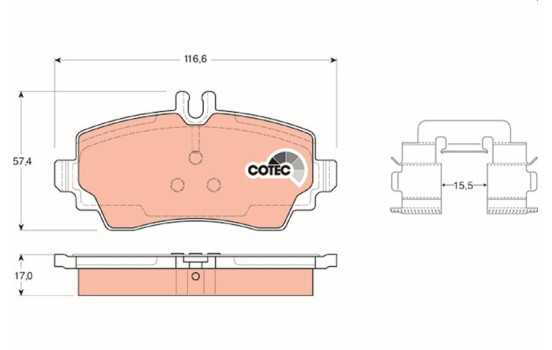 Bromsbeläggssats, skivbroms COTEC GDB1292 TRW, bild 2