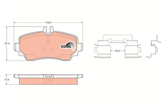 Bromsbeläggssats, skivbroms COTEC GDB1293 TRW, bild 2