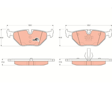 Bromsbeläggssats, skivbroms COTEC GDB1344 TRW, bild 2