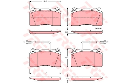 Bromsbeläggssats, skivbroms COTEC GDB1363 TRW
