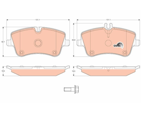 Bromsbeläggssats, skivbroms COTEC GDB1413 TRW, bild 2