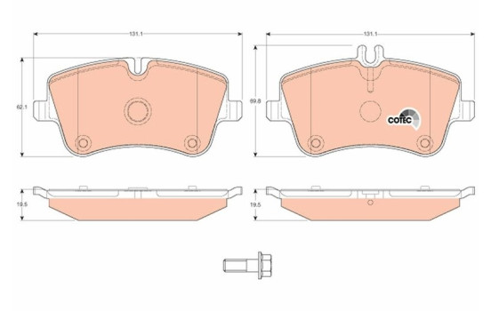 Bromsbeläggssats, skivbroms COTEC GDB1413 TRW, bild 2