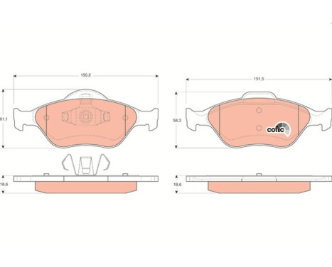 Bromsbeläggssats, skivbroms COTEC GDB1419 TRW, bild 2