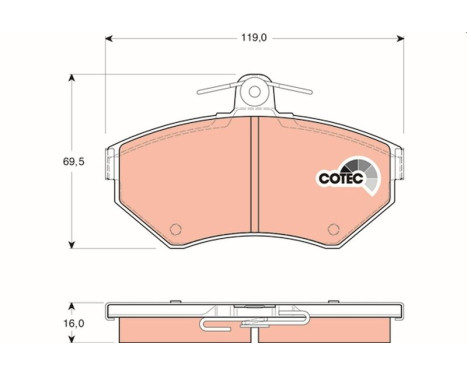 Bromsbeläggssats, skivbroms COTEC GDB1437 TRW, bild 2