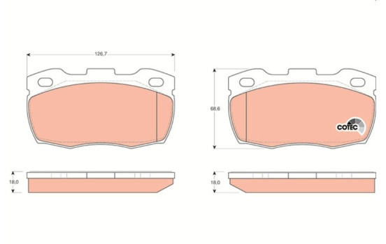 Bromsbeläggssats, skivbroms COTEC GDB1452 TRW, bild 2