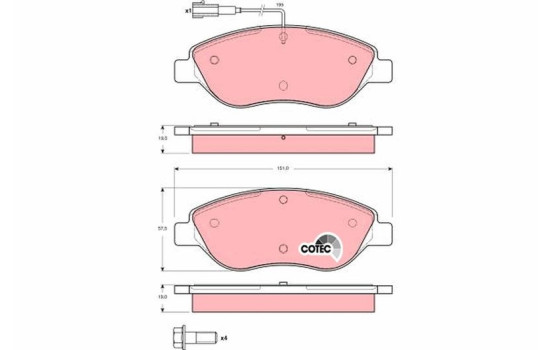 Bromsbeläggssats, skivbroms COTEC GDB1484 TRW, bild 2