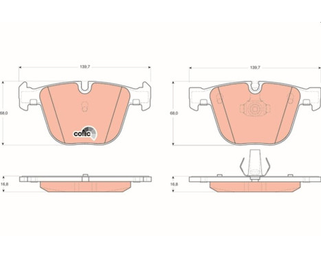 Bromsbeläggssats, skivbroms COTEC GDB1502 TRW, bild 2