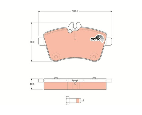 Bromsbeläggssats, skivbroms COTEC GDB1628 TRW, bild 2