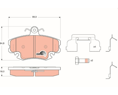 Bromsbeläggssats, skivbroms COTEC GDB1634 TRW, bild 2