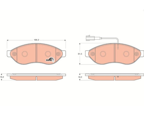 Bromsbeläggssats, skivbroms COTEC GDB1681 TRW, bild 2
