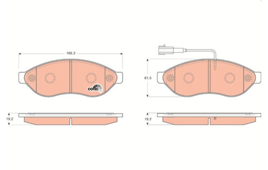 Bromsbeläggssats, skivbroms COTEC GDB1681 TRW, bild 2