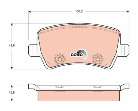 Bromsbeläggssats, skivbroms COTEC GDB1685 TRW, bild 2