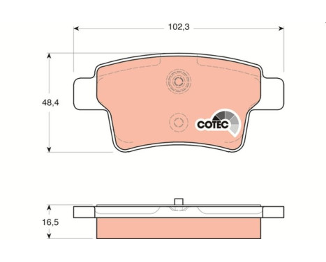 Bromsbeläggssats, skivbroms COTEC GDB1692 TRW, bild 2