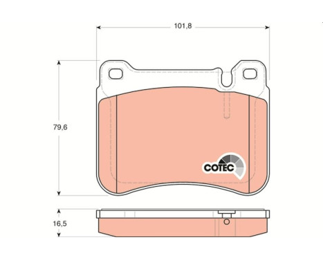 Bromsbeläggssats, skivbroms COTEC GDB1693 TRW, bild 2