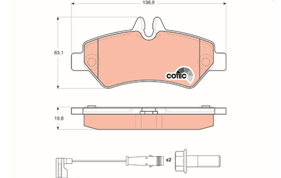 Bromsbeläggssats, skivbroms COTEC GDB1697 TRW, bild 2