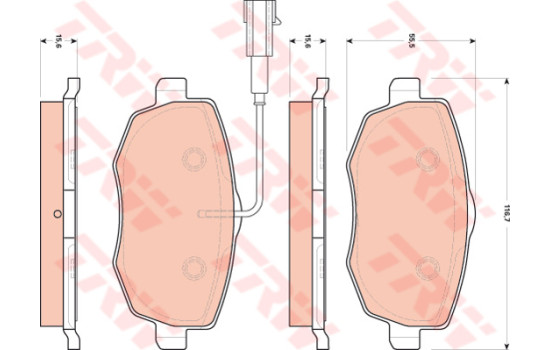 Bromsbeläggssats, skivbroms COTEC GDB1707 TRW