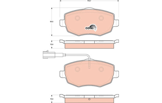 Bromsbeläggssats, skivbroms COTEC GDB1707 TRW, bild 2