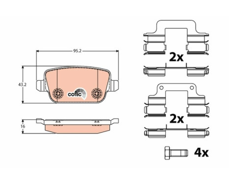 Bromsbeläggssats, skivbroms COTEC GDB1708 TRW, bild 2