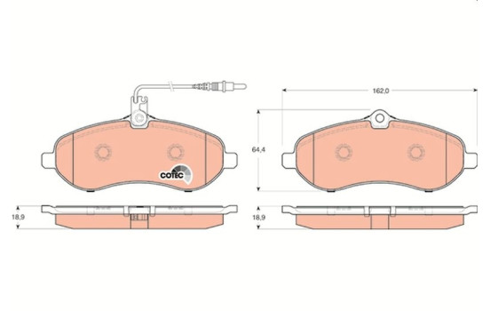 Bromsbeläggssats, skivbroms COTEC GDB1719 TRW, bild 2