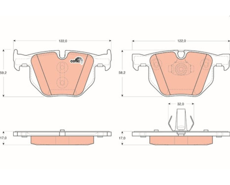 Bromsbeläggssats, skivbroms COTEC GDB1730 TRW, bild 2