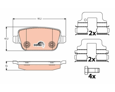 Bromsbeläggssats, skivbroms COTEC GDB1732 TRW, bild 2