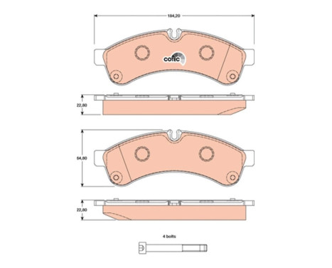 Bromsbeläggssats, skivbroms COTEC GDB1780 TRW, bild 2