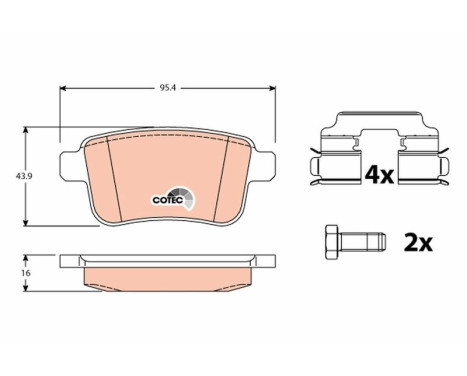 Bromsbeläggssats, skivbroms COTEC GDB1786 TRW, bild 2