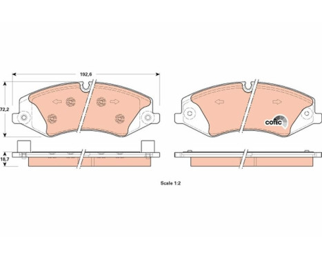Bromsbeläggssats, skivbroms COTEC GDB1898 TRW, bild 2