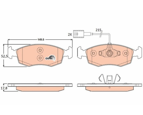Bromsbeläggssats, skivbroms COTEC GDB1900 TRW, bild 2