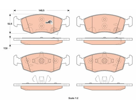 Bromsbeläggssats, skivbroms COTEC GDB1921 TRW, bild 2