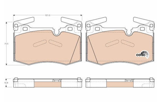 Bromsbeläggssats, skivbroms COTEC GDB1948 TRW, bild 2