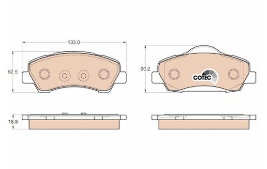 Bromsbeläggssats, skivbroms COTEC GDB1992 TRW, bild 2