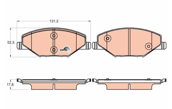 Bromsbeläggssats, skivbroms COTEC GDB2027 TRW