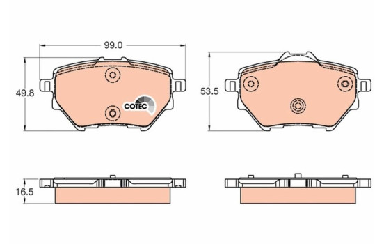 Bromsbeläggssats, skivbroms COTEC GDB2036 TRW, bild 2