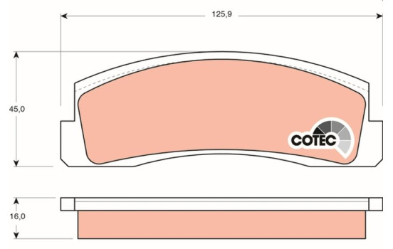 Bromsbeläggssats, skivbroms COTEC GDB265 TRW, bild 2