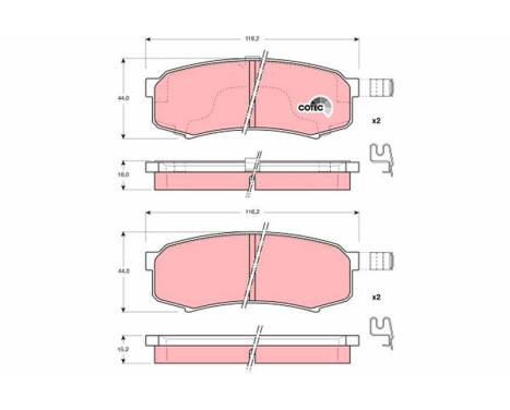 Bromsbeläggssats, skivbroms COTEC GDB3110 TRW, bild 2