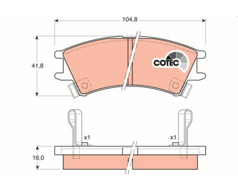 Bromsbeläggssats, skivbroms COTEC GDB3165 TRW, bild 2