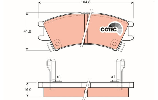 Bromsbeläggssats, skivbroms COTEC GDB3165 TRW, bild 2