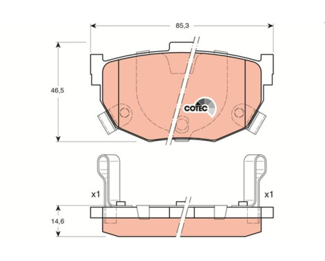 Bromsbeläggssats, skivbroms COTEC GDB3170 TRW, bild 2