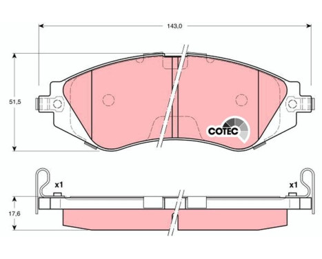 Bromsbeläggssats, skivbroms COTEC GDB3171 TRW, bild 2