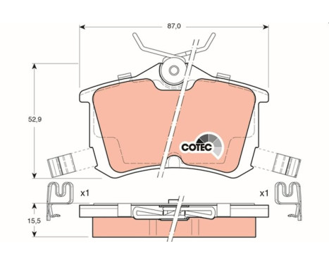 Bromsbeläggssats, skivbroms COTEC GDB3190 TRW, bild 2
