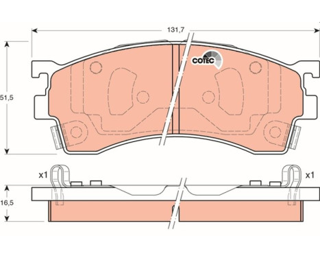 Bromsbeläggssats, skivbroms COTEC GDB3192 TRW, bild 2