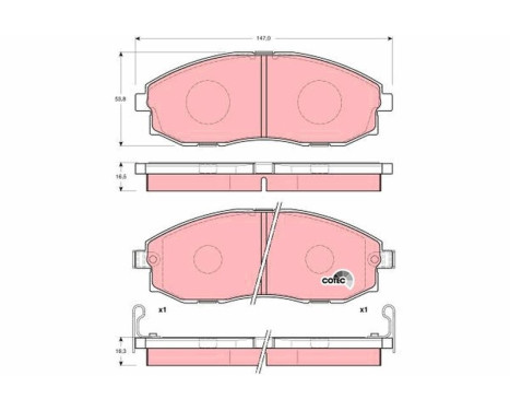 Bromsbeläggssats, skivbroms COTEC GDB3201 TRW, bild 2